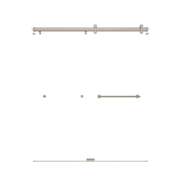 Flannigan 48 in. to 60 in. W x 3.75 in. D Contemporary Frameless Sliding Shower/Tub Hardware Assembly Kit in Nickel