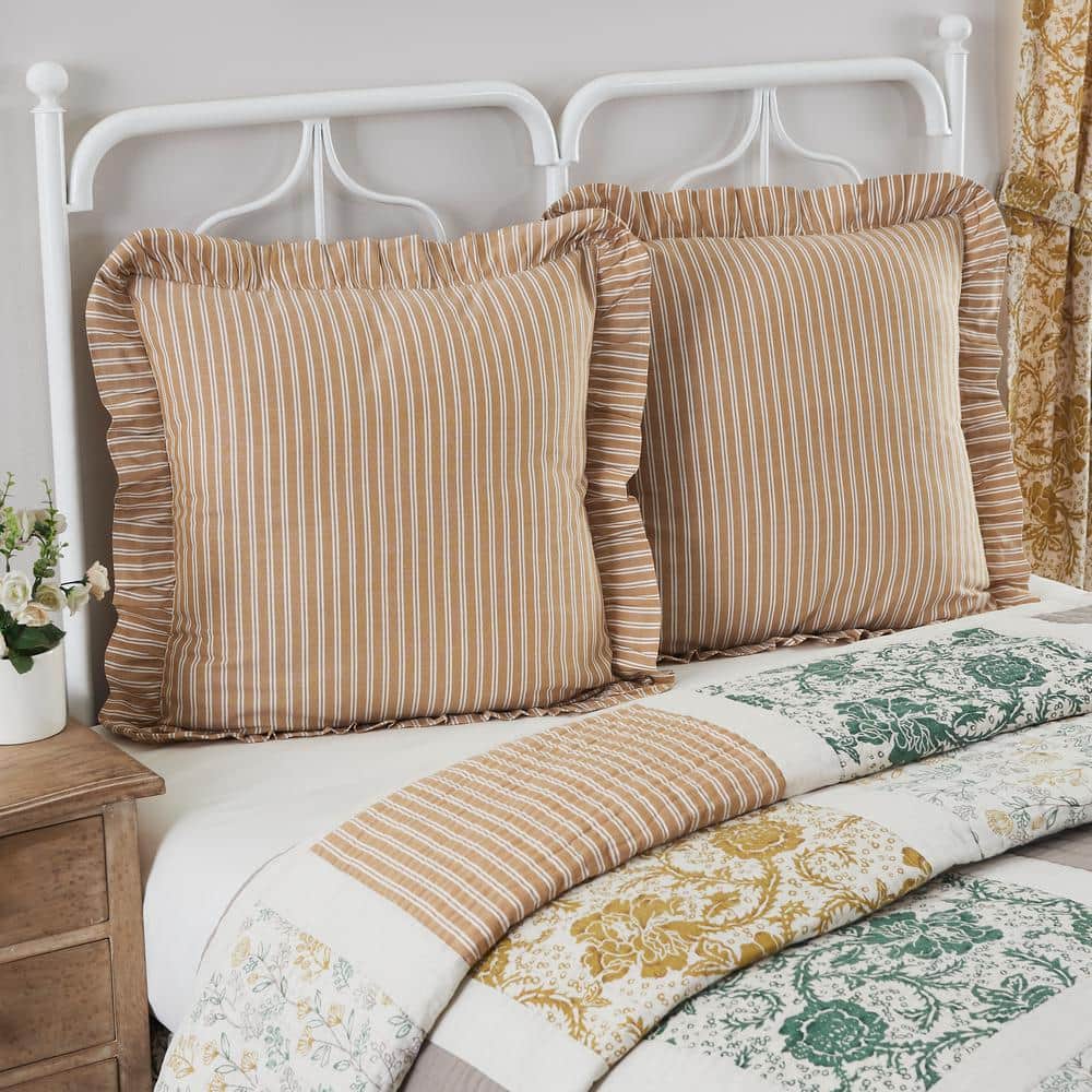 Golden Creme Cotton Euro Sham with Ruffled Edging