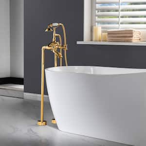 Wayne 2-Handle Claw Foot Freestanding Tub Faucet with Hand Shower Included in Polished Gold