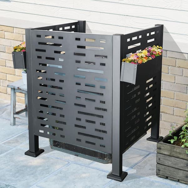 3 ft. x 3 ft. Charcoal Metal Air Conditioner Fence Privacy Fence Cover, Perfect to Conceal Air Conditioning Units