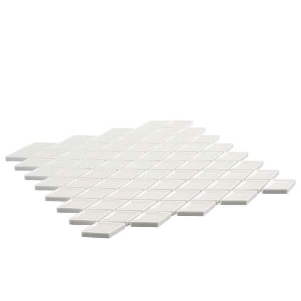Auvene Vilo White 11 in. x 12 in. Diamond Upcycled Polished Glass Mosaic Wall Tile (4.6 sq. ft./Case)