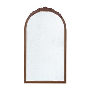 23 in. W. x 42 in. H Arched Framed Wall Bathroom Vanity Mirror in Brown for Living Room, Bathroom, Entryway