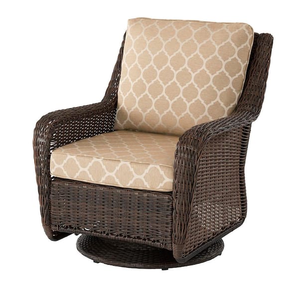 Hampton Bay Cambridge Brown Wicker Outdoor Patio Swivel Rocking Chair ...