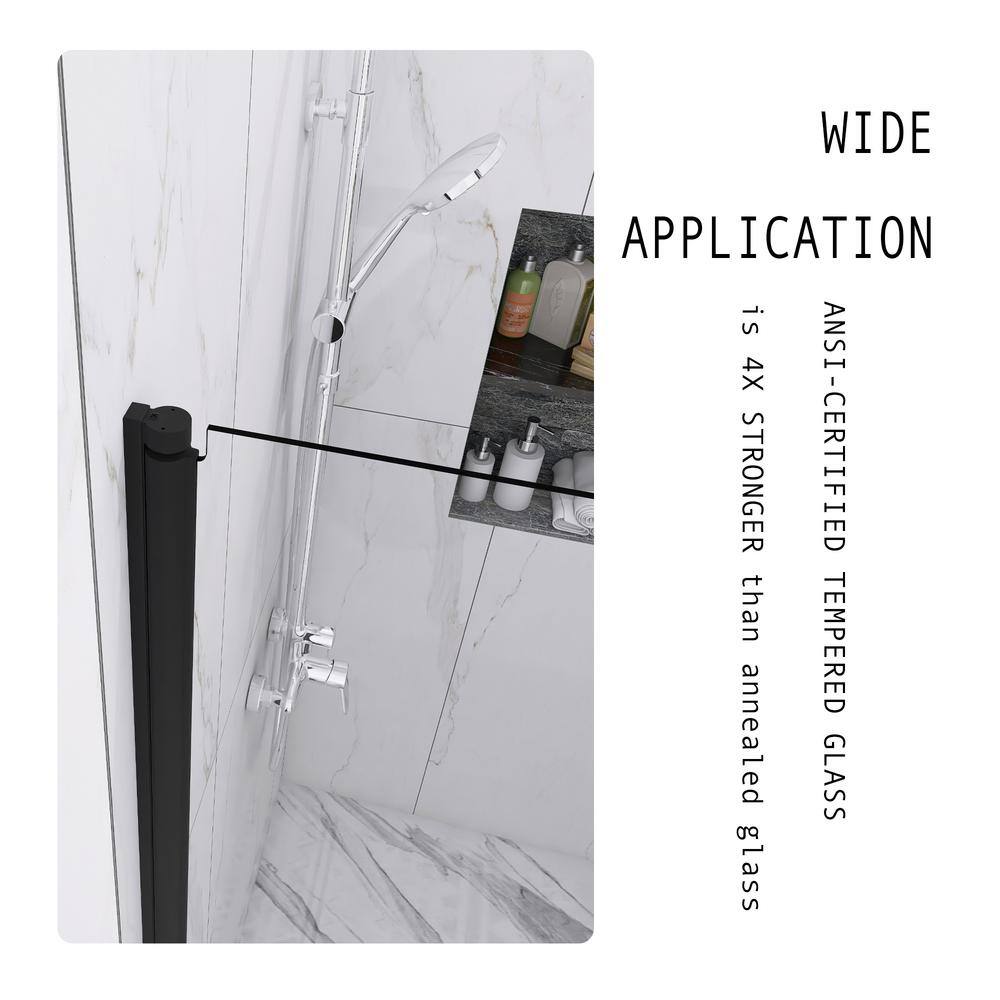 34'' Matte Black Semi-Frameless Pivot Shower Door with Clear Glass