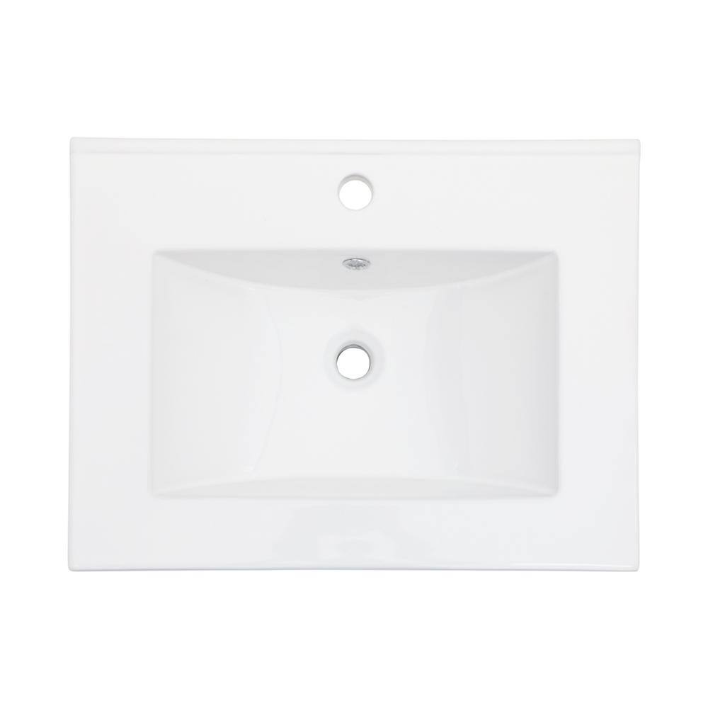 24x18" White Ceramic Rectangular Vanity Top with Single Sink