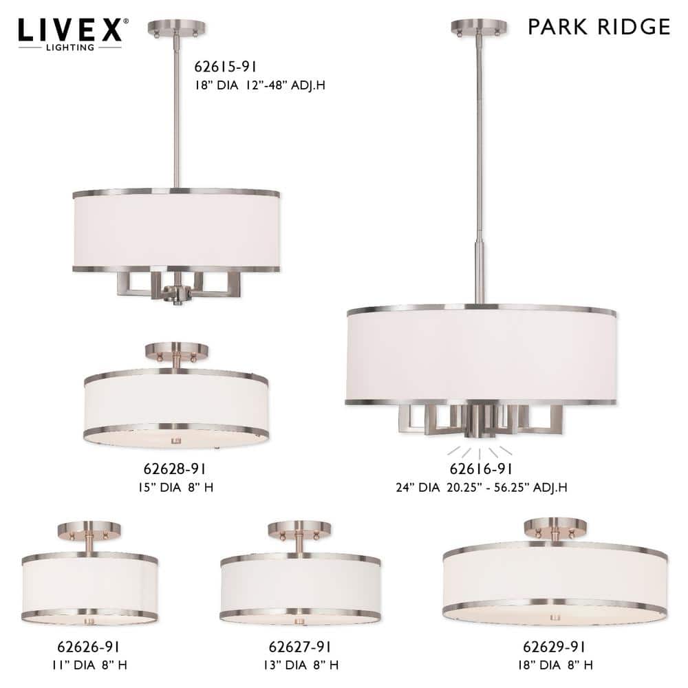 Brushed Nickel Drum Shade Semi Flush Mount Ceiling Light