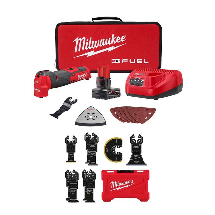 Milwaukee M12 FUEL 12V Lithium-Ion Cordless Oscillating Multi-Tool Kit with Multi-Tool Blade Kit (9-Piece)