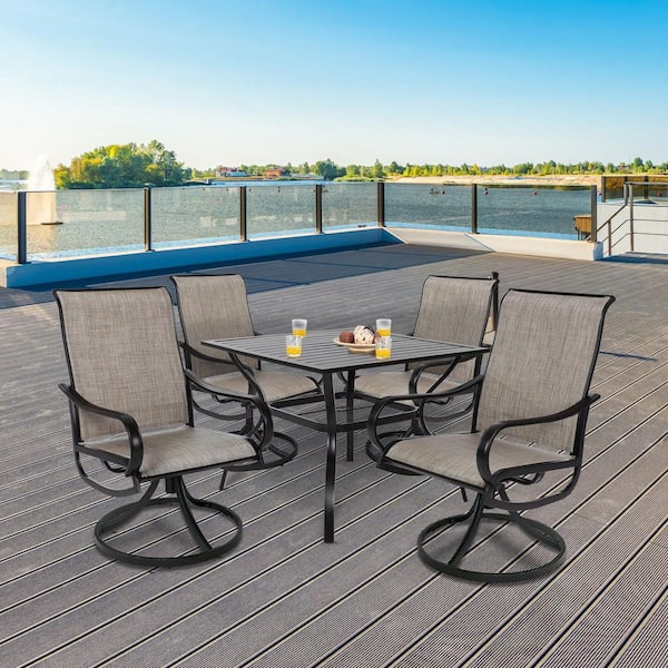 MEOOEM Swivel Patio Dining Chairs, High Back Outdoor Bistro Arm Chairs (Set of 2)