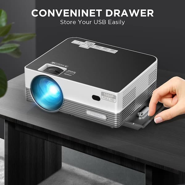 Native 1080P WiFi Bluetooth Projector, MOOKA Upgraded 8500L HD Video Projector with Carrying Bag,Support 4K ＆300” Display,Mini Outdoor Movie Project - 1