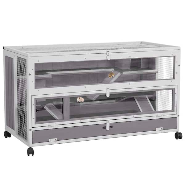 aivituvin Hamster Cage Guinea Pig Cage with Iron Frame (Inner Space 11 sq.ft) White Frame