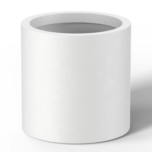 Lightweight 13 in. x 13 in. Crisp White Extra Large Tall Round Concrete Plant Pot/Planter for Indoor and Outdoor