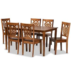 Luisa 7-Piece Walnut Brown Dining Set