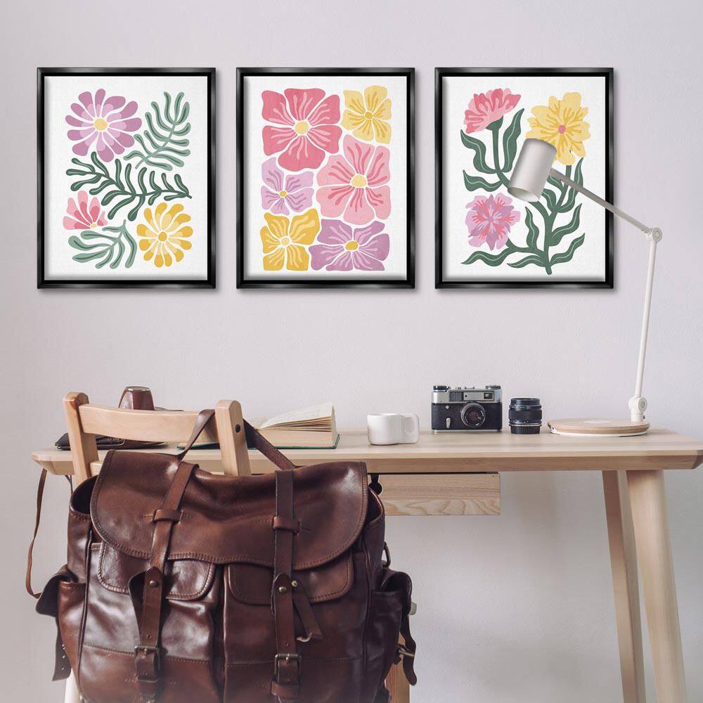 Minimal Spring Hue Flowers by Kim Allen 3 Piece Black Floater Frame Nature Graphic Art Print 31 in. x 25 in. price history on PriceWatchPro
