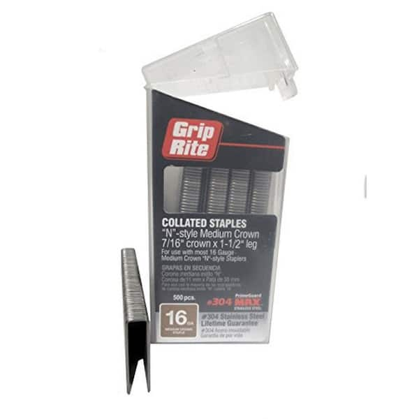 Grip-Rite 1-1/2 In. X 16-Gauge 304 Stainless Steel N-style Medium 7/16 ...