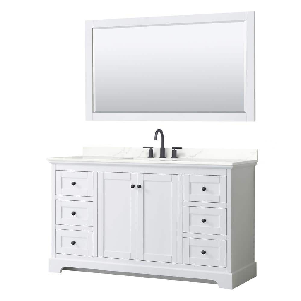 Avery 60 in. W x 22 in. D x 35 in. H Single Bath Vanity in White with Giotto Quartz Top and 58 in. Mirror price history on PriceWatchPro