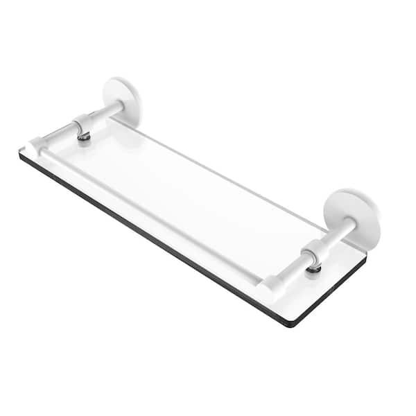 Allied Brass 16 in. Tempered Glass Shelf with Gallery Rail in Matte White