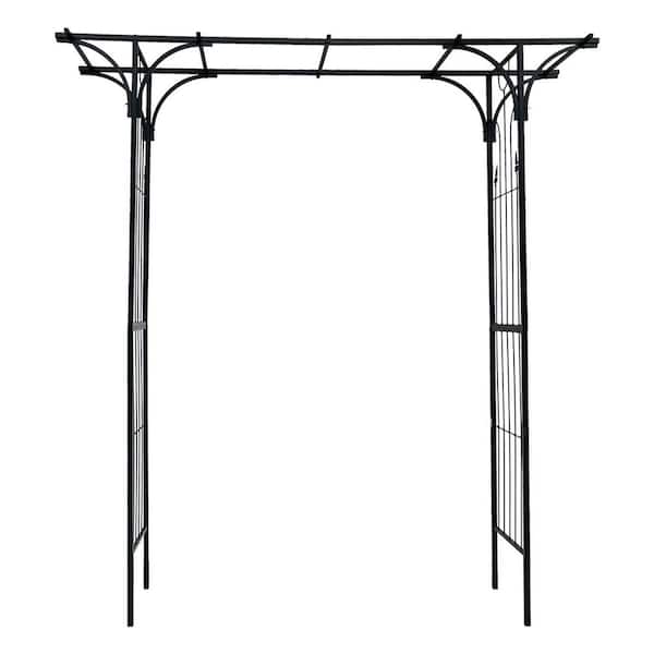 86.61 in. x 81.49 in. Metal Black Garden Arbor Trellis