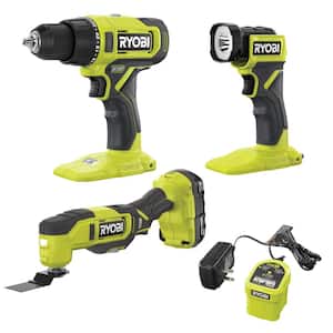 ONE+ 18V Cordless 3-Tool Combo Kit with drill/driver, multi-tool, LED Light, 2.0 Ah Battery and Charger
