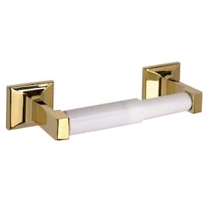 Millbridge Double Post Toilet Paper Holder in Polished Brass
