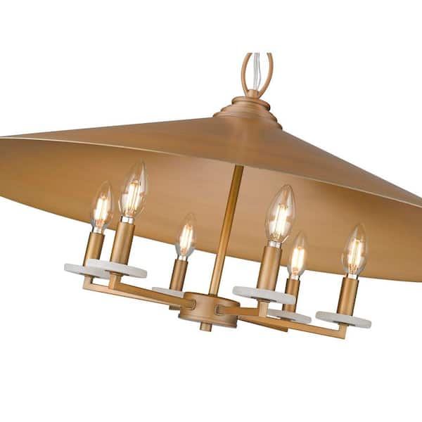 Unbranded - Rialto 32 in. Signature Gold 6 Light Pendant with Signature Gold Steel Shade