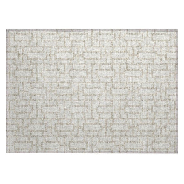 Chantille Machine Washable Indoor/Outdoor Abstract ACN916 Ivory 1 ft. 8 in. x 2 ft. 6 in. Area Rug
