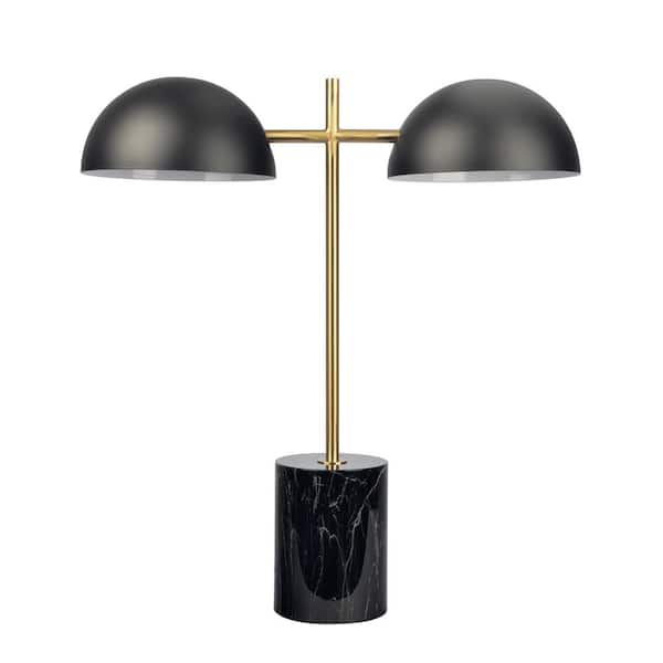 Nova Hydro Black Table Lamp with On/Off Switch Double Lamp with Faux Marble Base