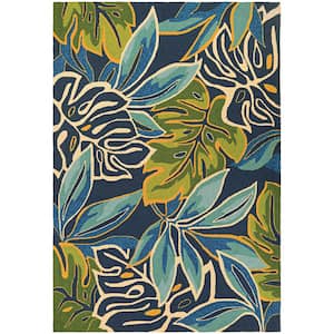 Covington Areca Palms Azure-Forest Green 2 ft. x 4 ft. Indoor/Outdoor Area Rug