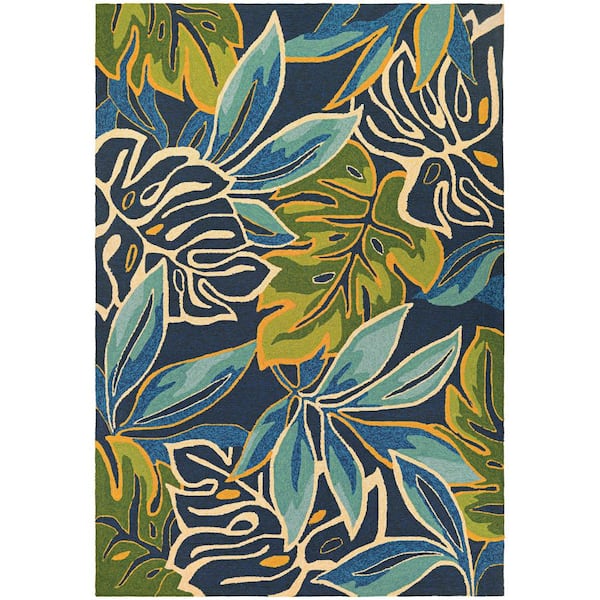 Covington Areca Palms Azure-Forest Green 2 ft. x 4 ft. Indoor/Outdoor Area Rug