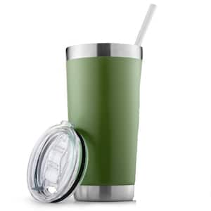20 oz. Stainless Steel Insulated Tumbler with Lid and Straw - Army Green