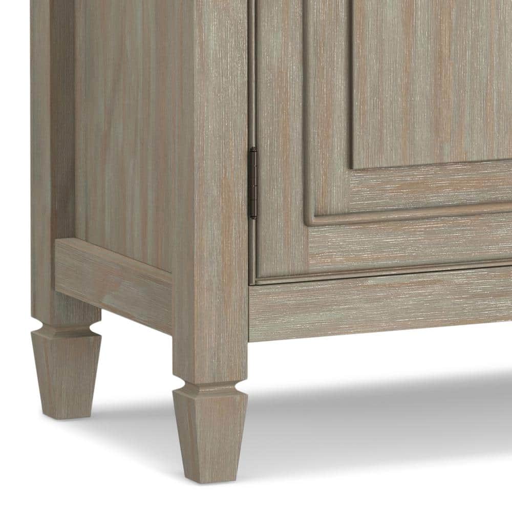 Distressed Grey Solid Wood Freestanding Storage Cabinet with Adjustable Shelving