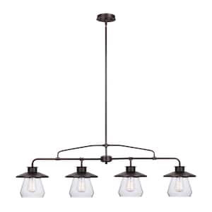 Nate 4-Light Oil Rubbed Bronze Pendant with Clear Glass Shades