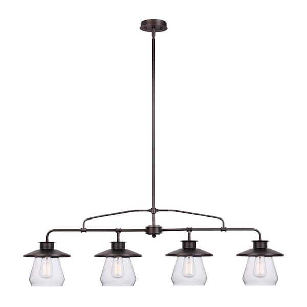Globe Electric Nate 4-Light Oil Rubbed Bronze Pendant with Clear Glass Shades