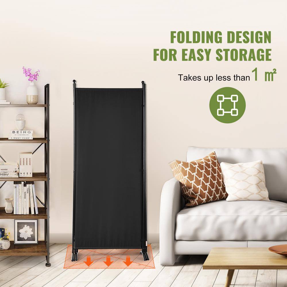Black 6.1 ft Foldable Fabric 3-Panel Room Divider