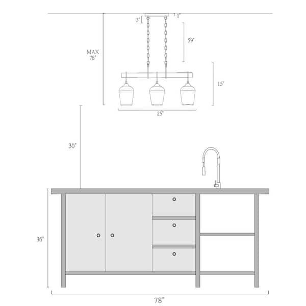 Uolfin Transitional Black Dining Room Island Chandelier, 25