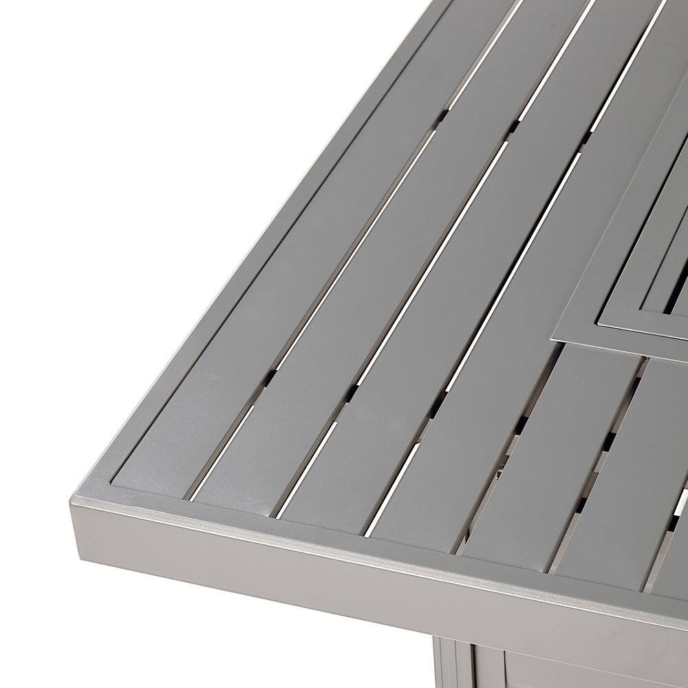 Gray Aluminum Square Gas Fire Pit Table with Glass Beads