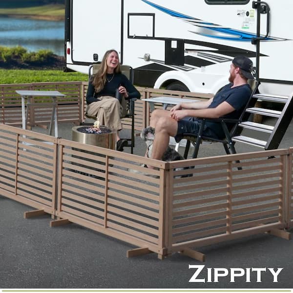 Portable Puppy 1.9 ft. H x 3.6 ft. W Slatted Panel Flat-Top WoodTek Vinyl Cedar Color Fence Kit (2-Pack)