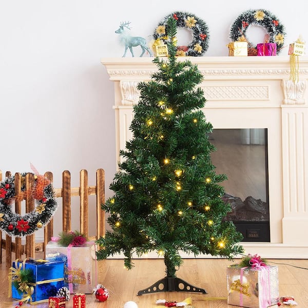 4 ft. Pre-Lit Fiber Optic Artificial Christmas Tree with Plastic Led Lights