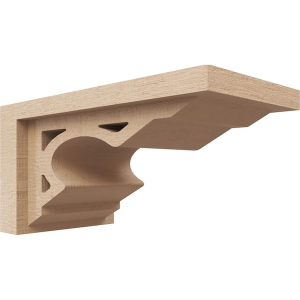 Ekena Millwork 5 in. x 5 in. x 10 in. Series 3 Wide Sheridan Rough Cedar Woodgrain Timberthane Polyurethane Corbel, Primed Tan