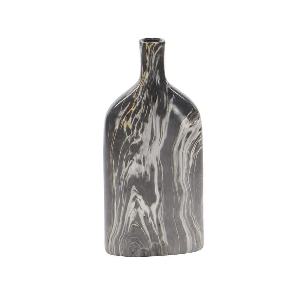 Gray Faux Marble Ceramic Decorative Vase Set, 6" x 3" x 13"