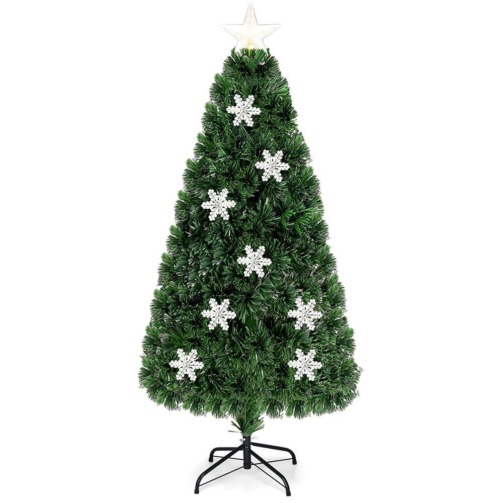 5-Foot Green Fiber Optic Artificial Christmas Tree with Multicolor LED Lights