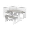 Linon Home Decor Ardmore 3-Piece L-Shaped White and Gray Wood Top Nook Dining Set Seats 5 THD02974