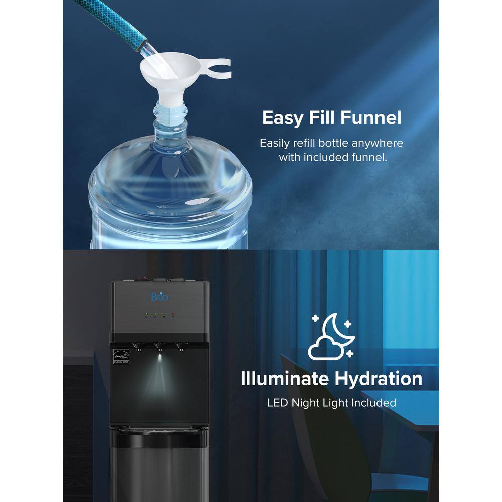 Brio Black Stainless Steel Bottom Loading Water Cooler Dispenser