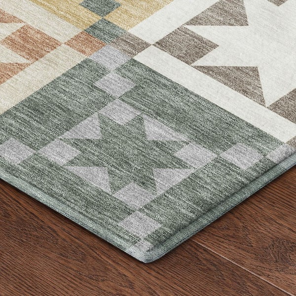 Mayfield Premium Machine Washable Abstract AMF2538 Ivory 2 ft. x 3 ft. Accent Rug