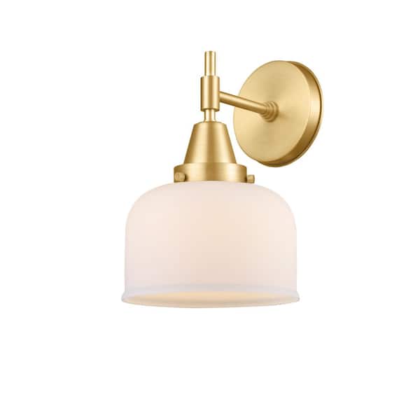 Innovations Caden 1-Light Satin Gold, Matte White Wall Sconce with White Glass Shade