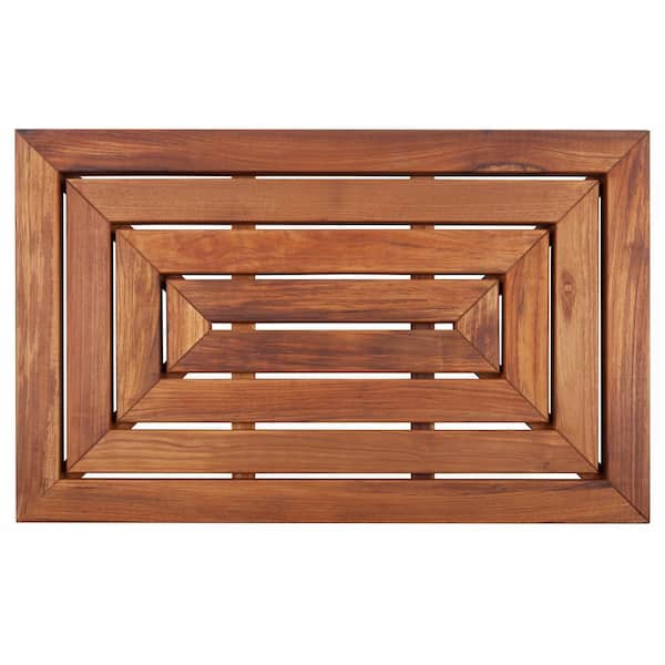 Premium Oiled Brown Teak Indoor and Outdoor Shower/Bath Mat 31.4 in. x 19.6 in.