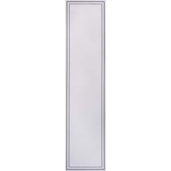 Sloane Classic 2-Stripe Border Washable White/Gray 2 ft. x 8 ft. Runner Rug