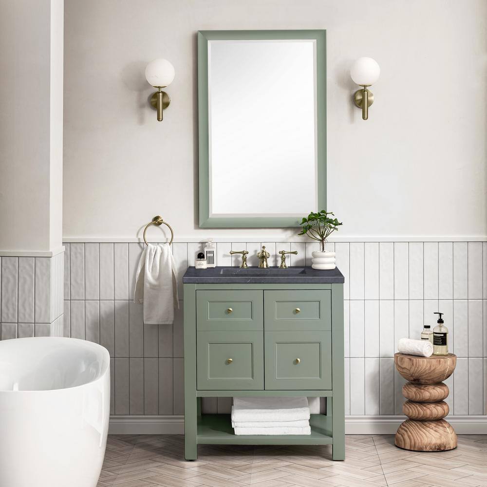 Smokey Celadon Solid Wood Single Vanity with Charcoal Soapstone Top