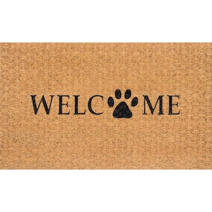 Welcome Paw Print Natural 18 in. x 30 in. Coir Mat