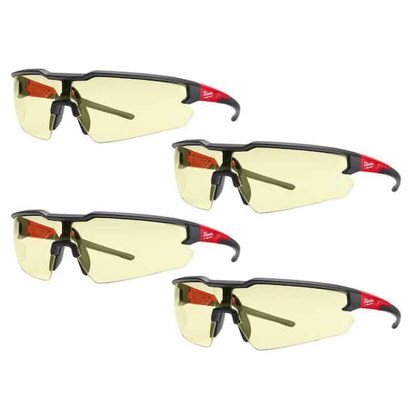 Safety Glasses with Yellow Anti-Scratch Lenses (4-Pack)