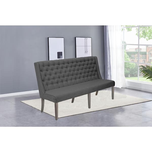 Best Quality Furniture Ellie Upholstered Tufted Dining Bench Gray